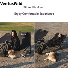 Black Folding Lounge Chair for Outdoor Naps, Beach, and Portable Camping