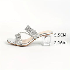 Square Toe Rhinestone Sandals